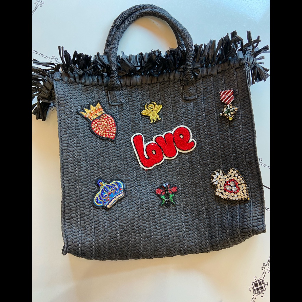Embellished Black Tote Bag
